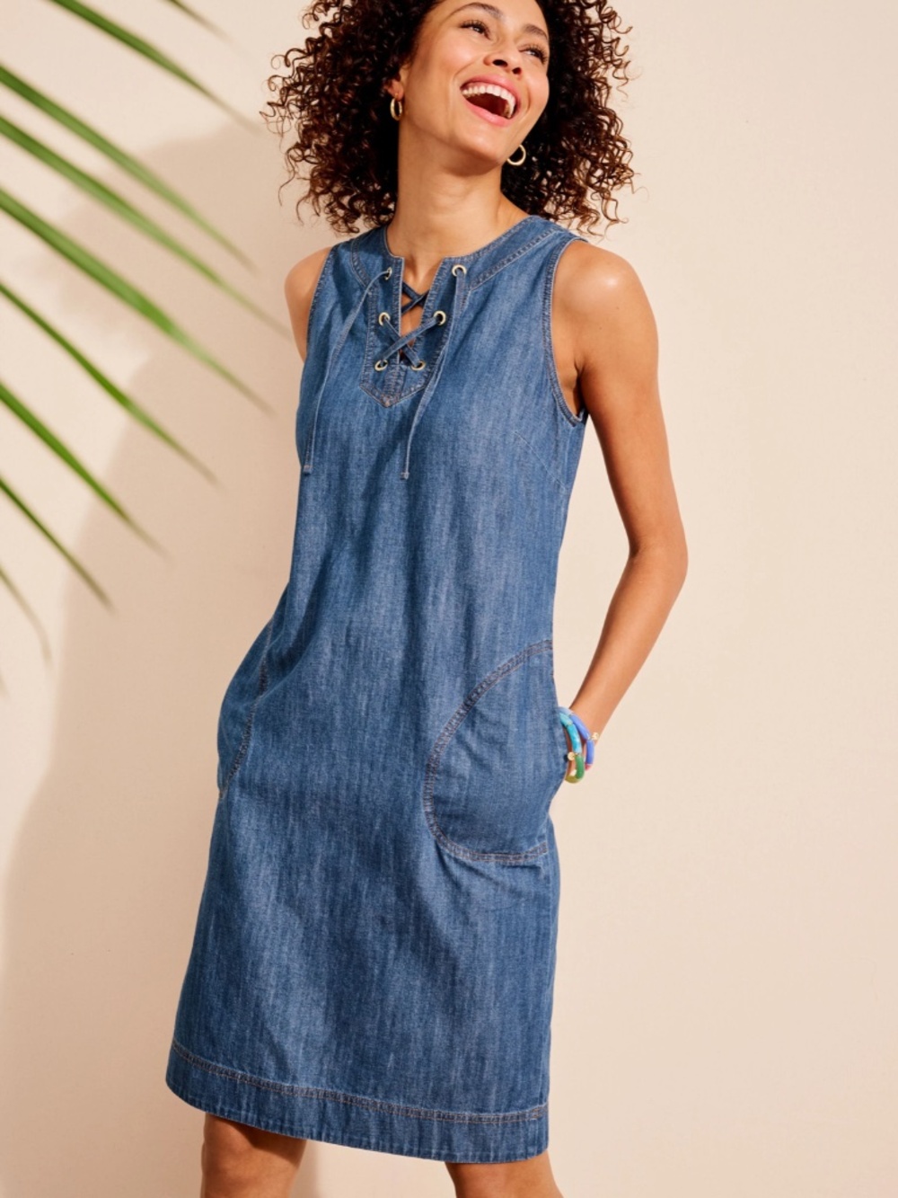 Like New Talbots Denim Lace Up Dress